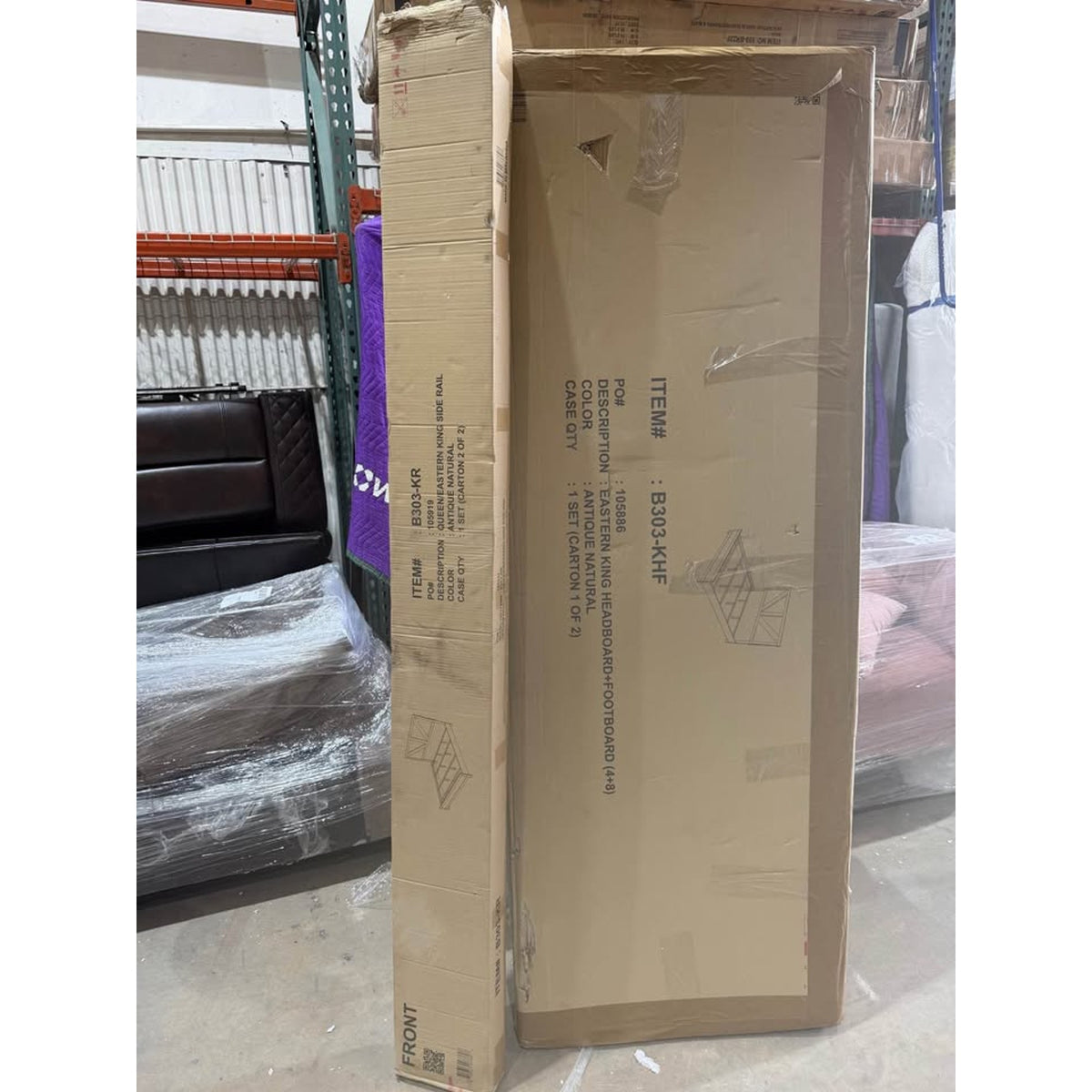 New King Farmhouse Wood Panel Bed – Antique Natural – Retail $485 – Delivery Available