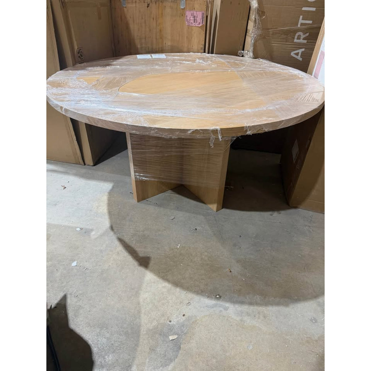 New 60” Round Oak Pedestal Dining Table – $1,280 Retail – open box - Delivery Available