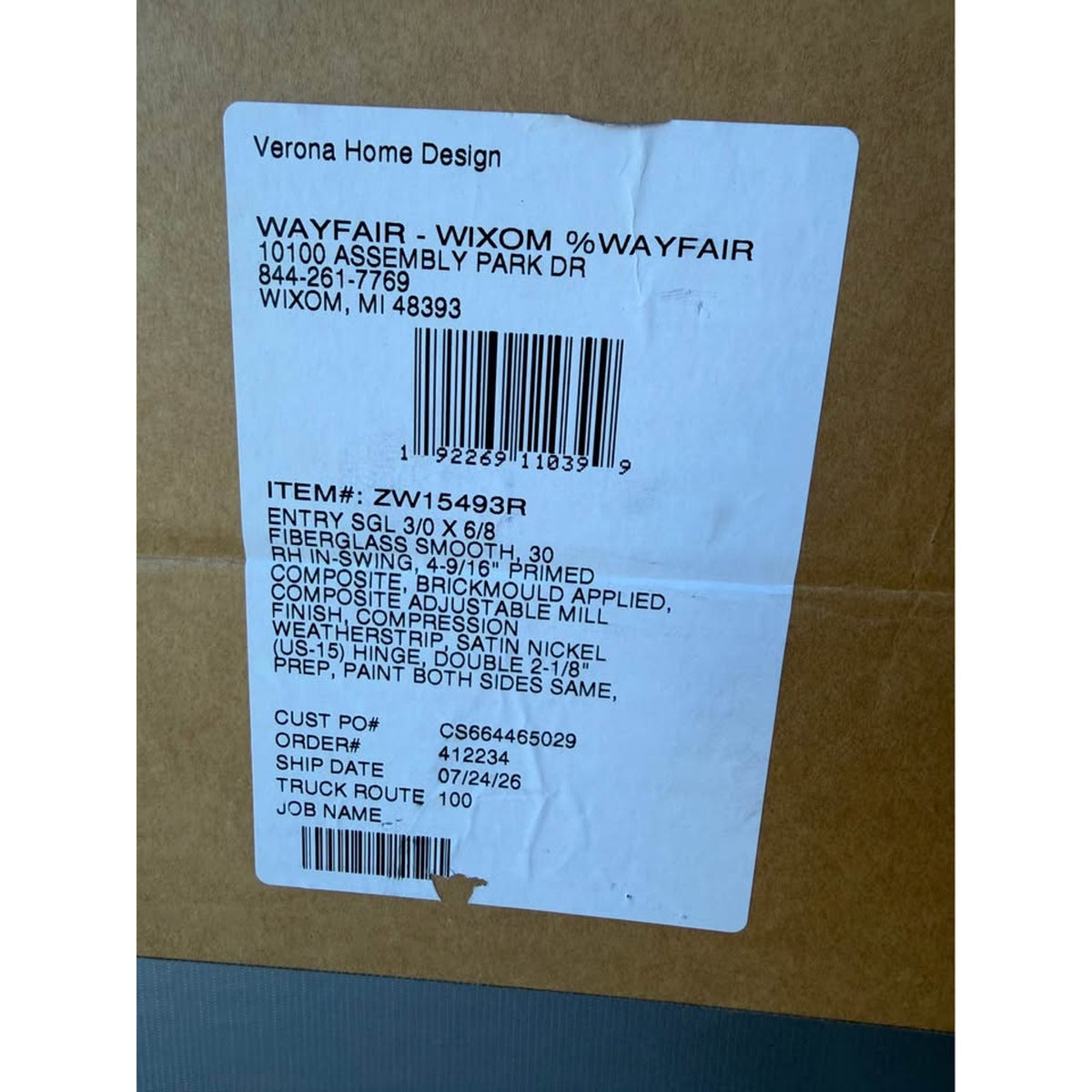 New 36” x 80” Craftsman Fiberglass Prehung Exterior Door – Slate Blue – Delivery Available