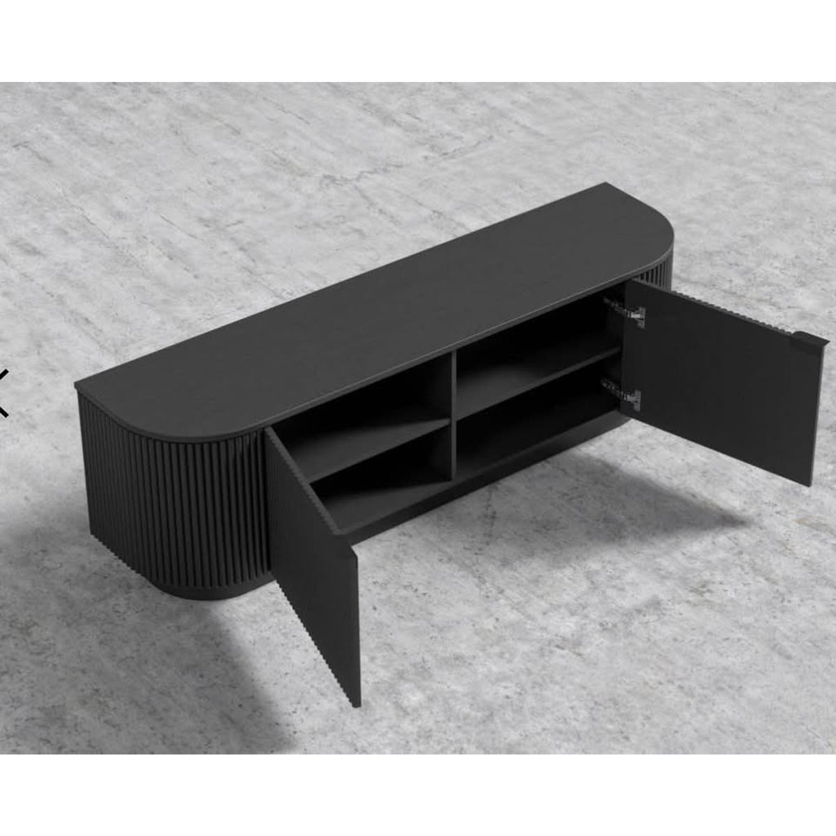 Modern Fluted Media Console / TV Stand – Black – New In Box - Rove Concepts - Delivery Available