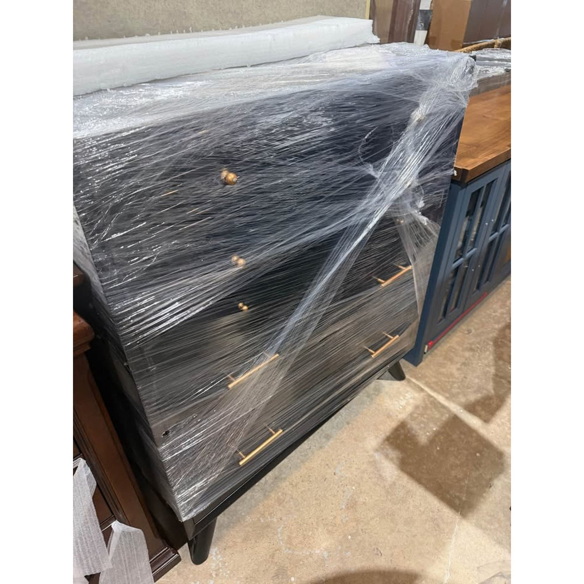 New All modern 38” Black Solid Wood 4-Drawer Chest – $1,149 Retail – Open Box - Delivery Available