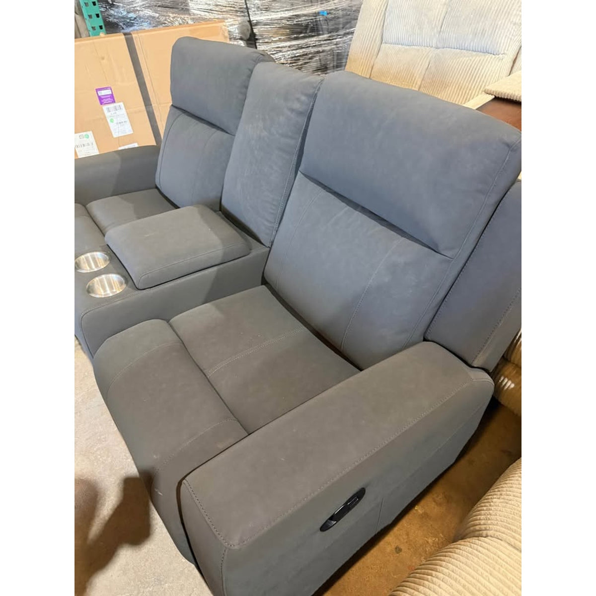 New Reclining Loveseat in Charcoal Grey – $850 Retail – Open Box – Delivery Available