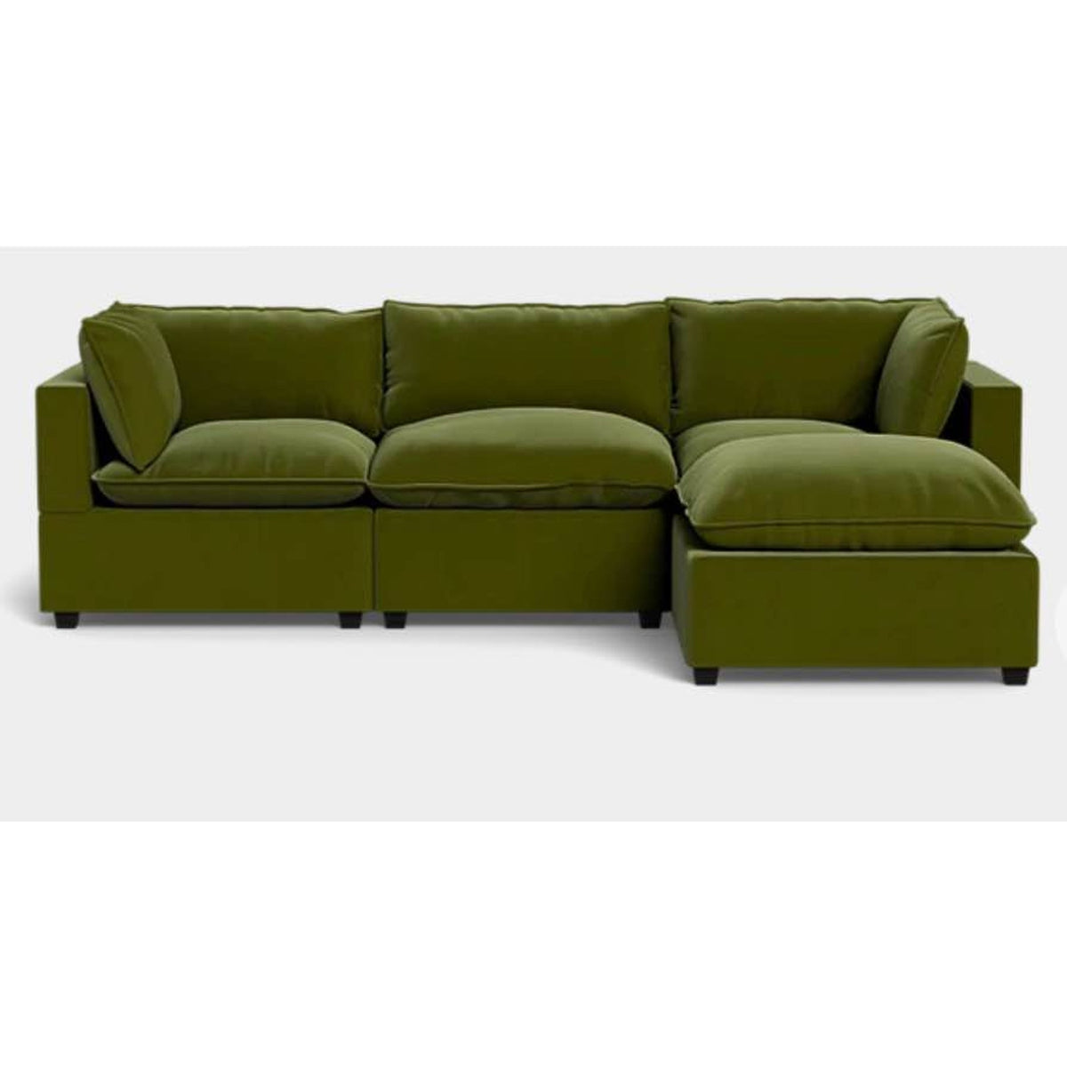 Albany Park Kova Pillow Cushion Sofa + Ottoman | Olive Performance Velvet | 122” Delivery Available