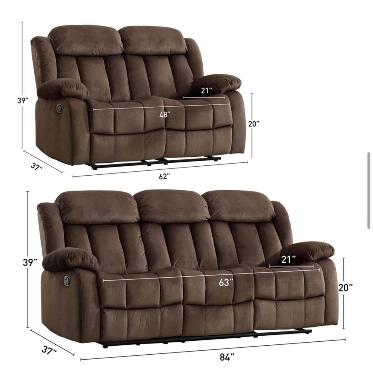 2-Piece Reclining Sofa & Loveseat Set – $1,999 Retail – Delivery Available
