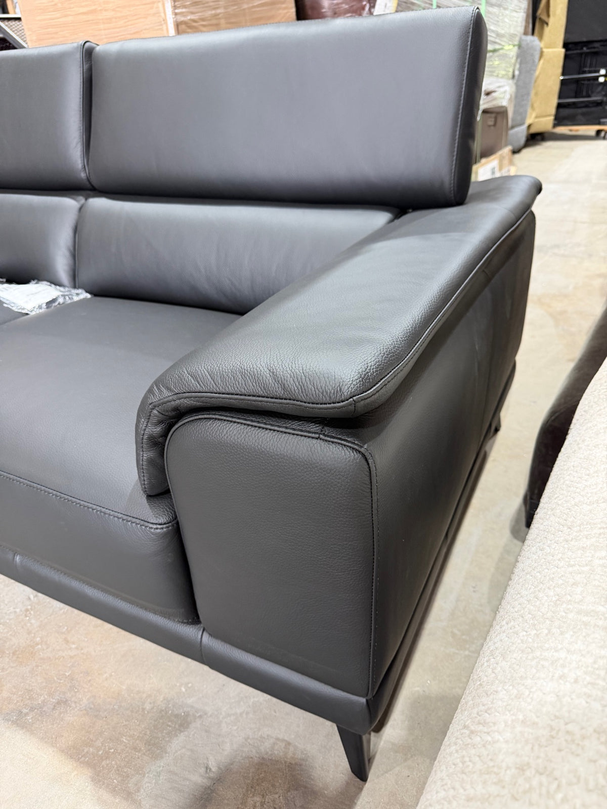 New Orren Ellis Mahowny 106″ Genuine Leather Sectional with Left Chaise in Black — Delivery Available
