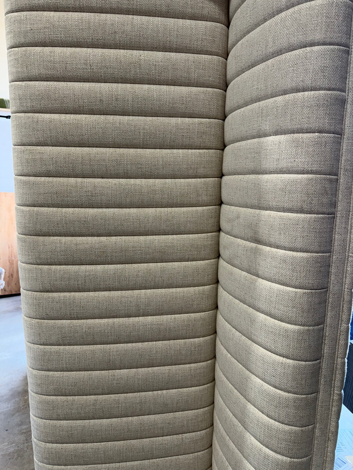 New Four Hands Augustine 97″ Sofa in Dover Crescent — Channel-Tufted Linen-Blend — Delivery Available