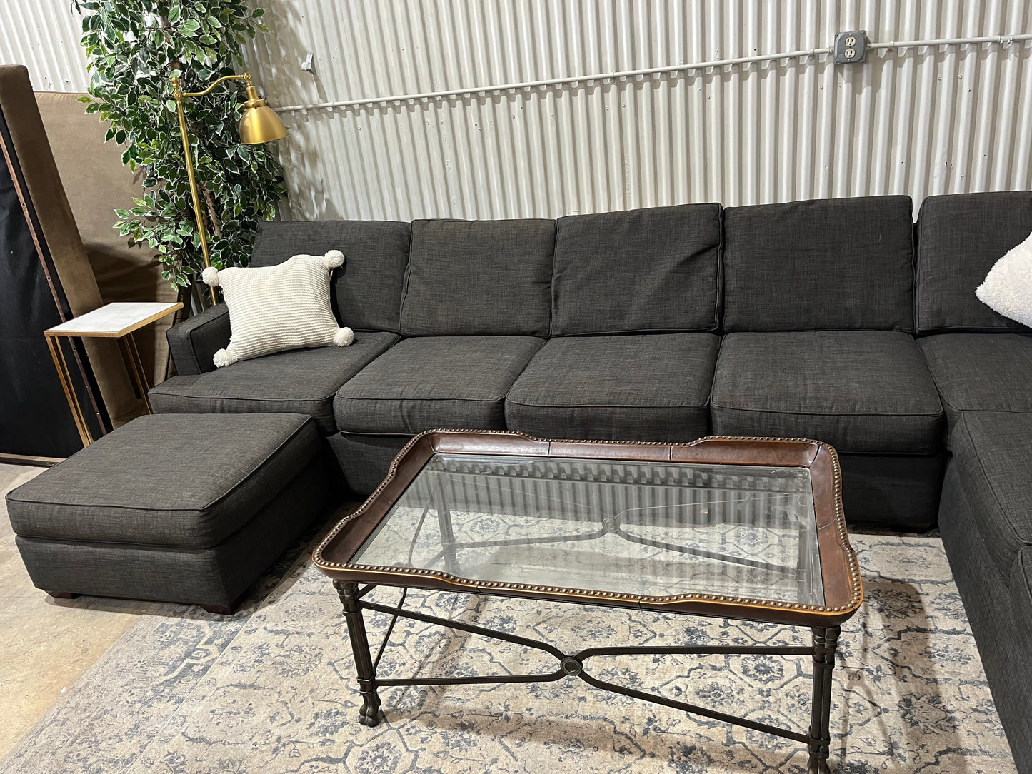 Corner Sectional Sofa Couch - 4pcs - Ottoman/Chaise - Walter E. Smithe Brand