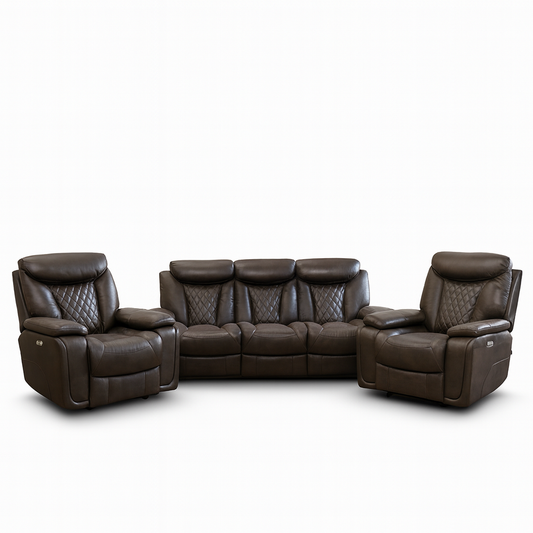 New Open Box 3 Piece Power Living Room Leather Recliner Set