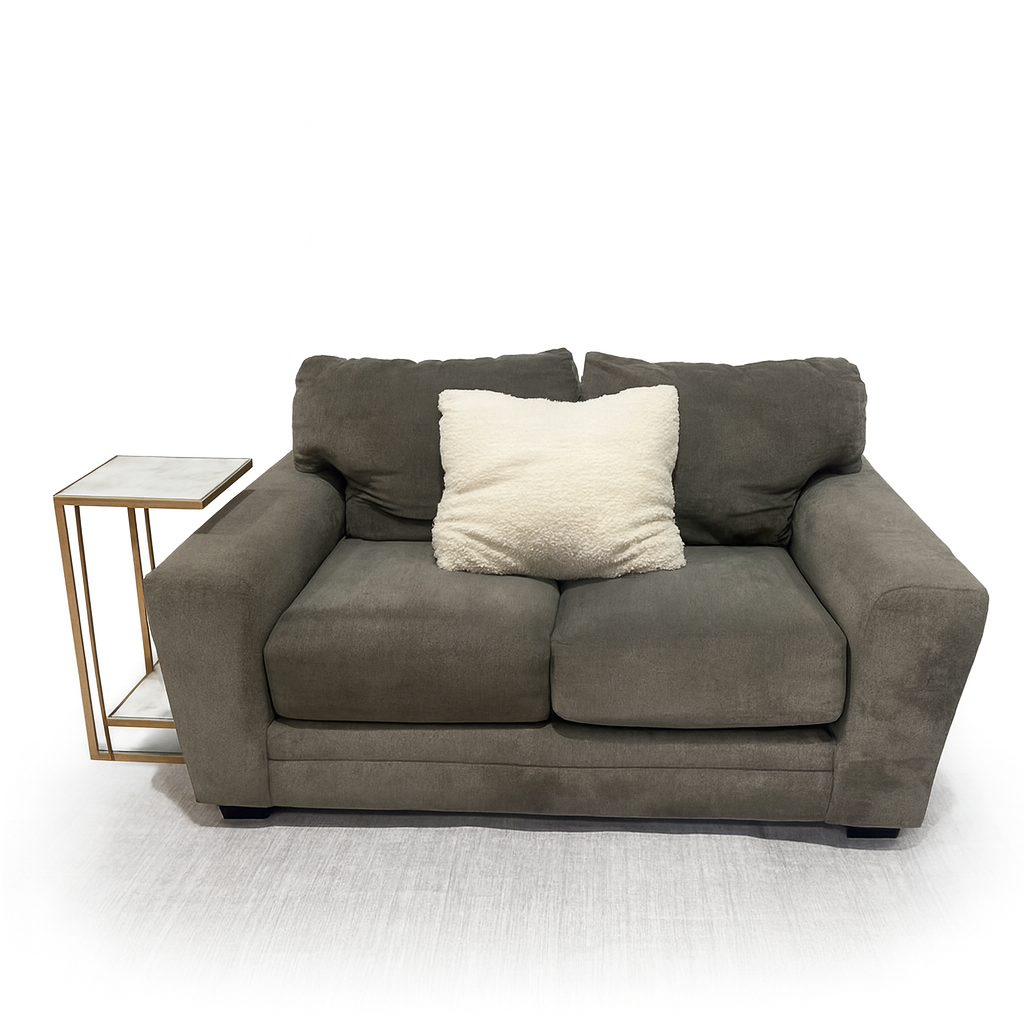 Deep Seat Grey Apartment Sized Sofa Love Seat