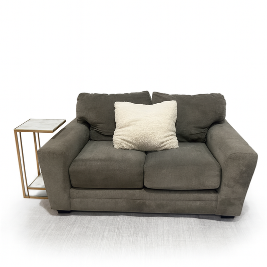 Deep Seat Grey Apartment Sized Sofa Love Seat