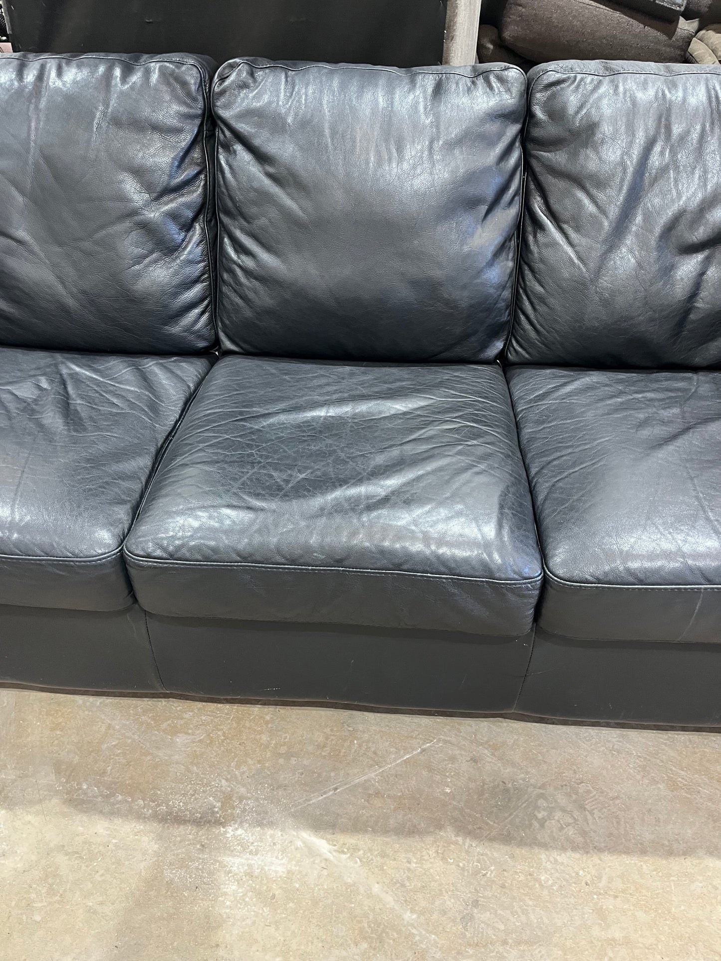 Genuine Italian Leather Sofa Couch - Black - Natuzzi Brand