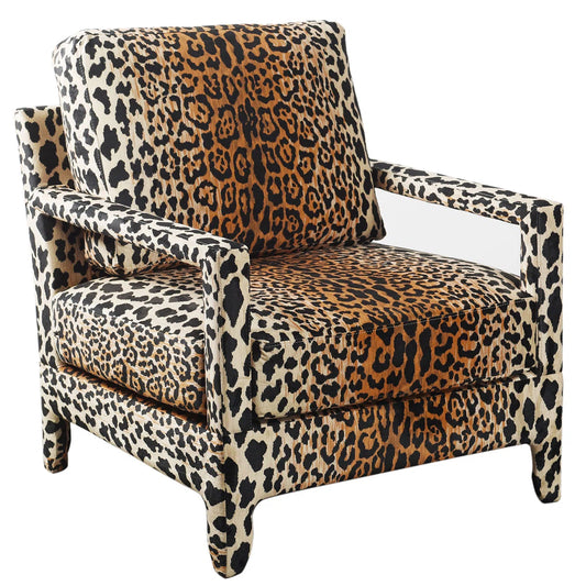 New Open Box Dann Foley Cheetah Print Lounge Chair