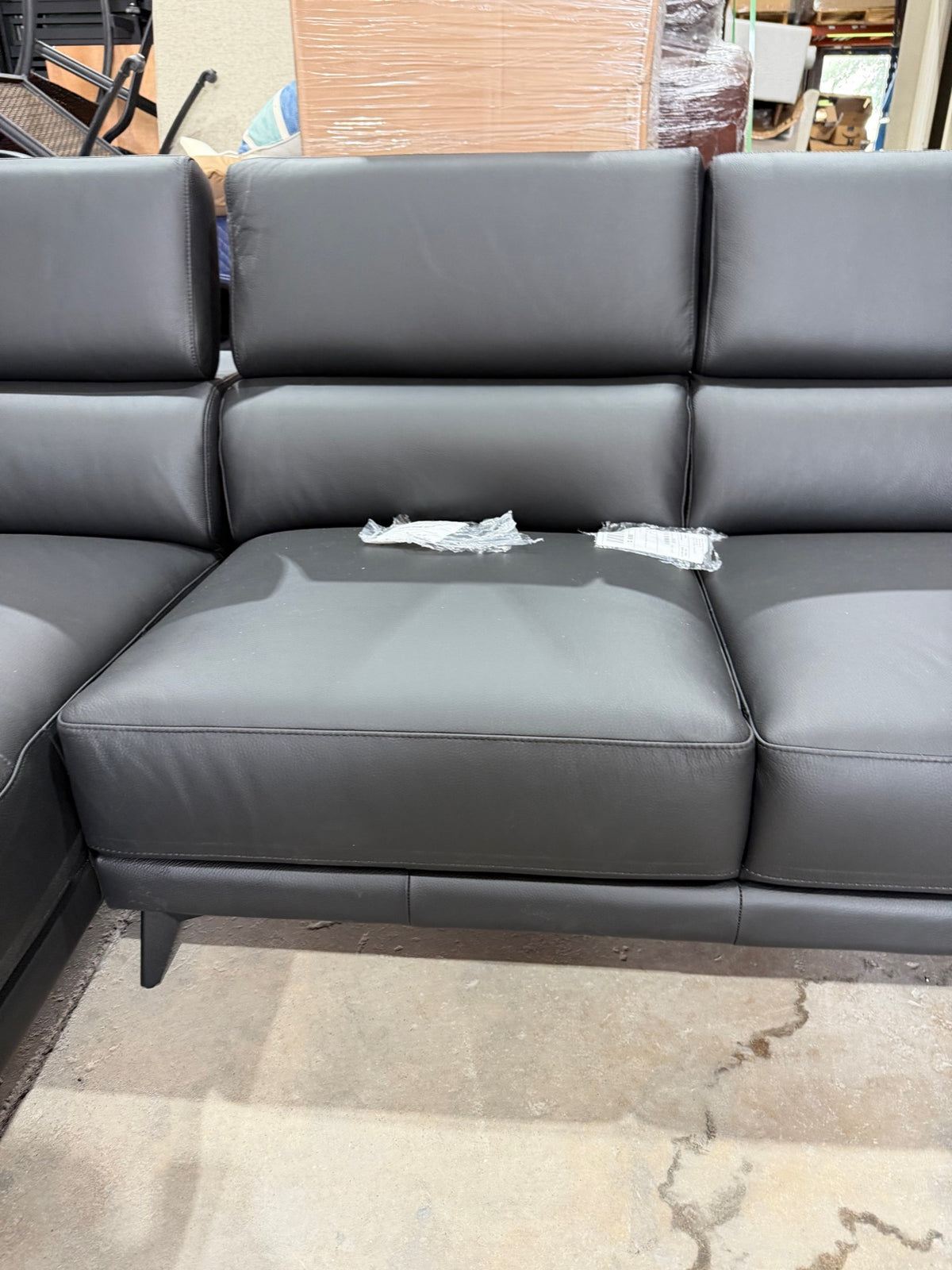 New Orren Ellis Mahowny 106″ Genuine Leather Sectional with Left Chaise in Black — Delivery Available