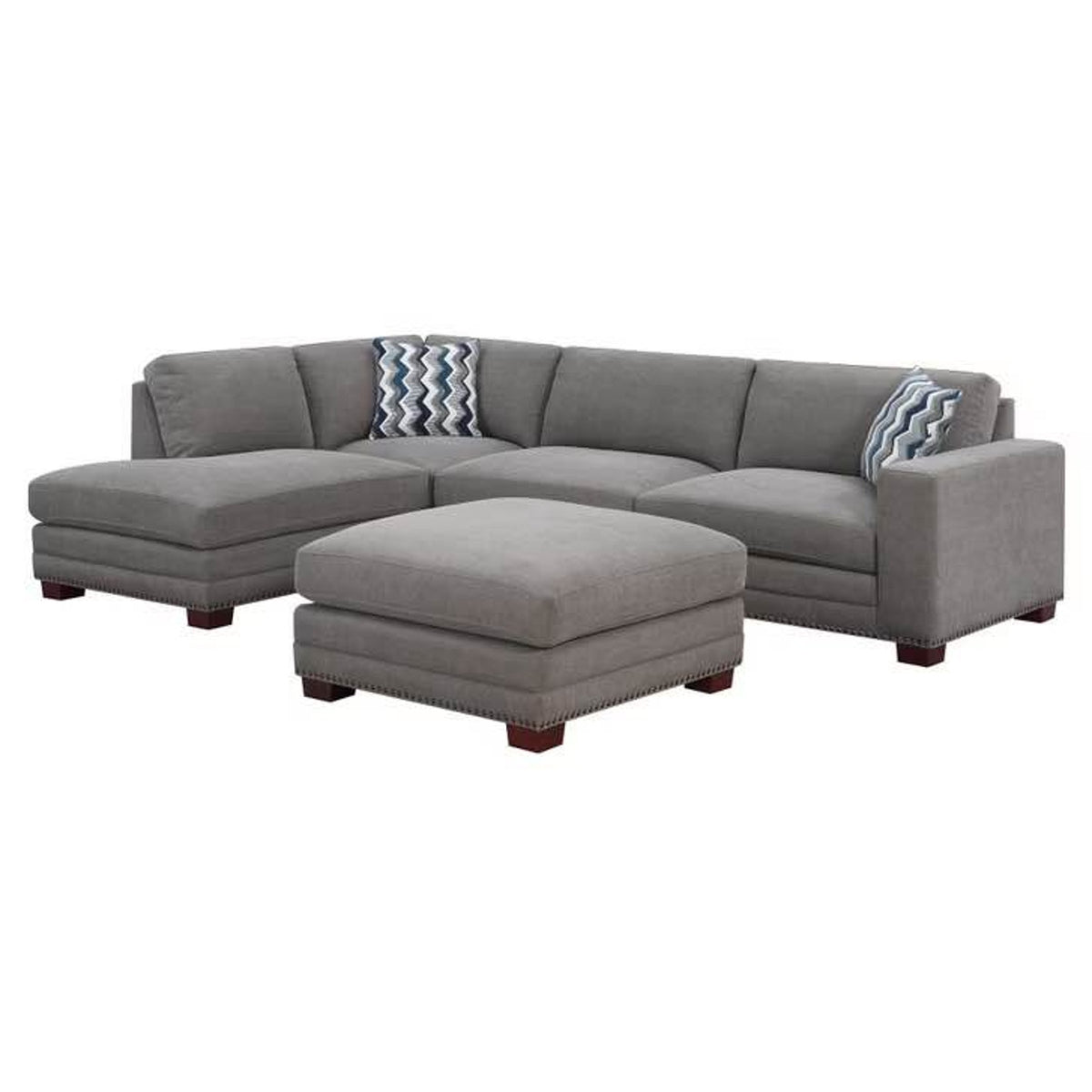 New open-box Costco Penelope Fabric Sectional with Ottoman in Gray - Delivery Available