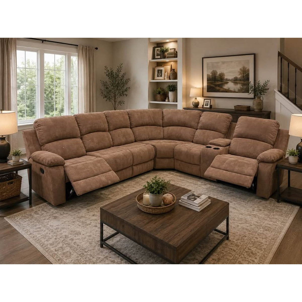 Brown Reclining Sectional with Storage Consoles | 3pcs New Open Box - Delivery Available