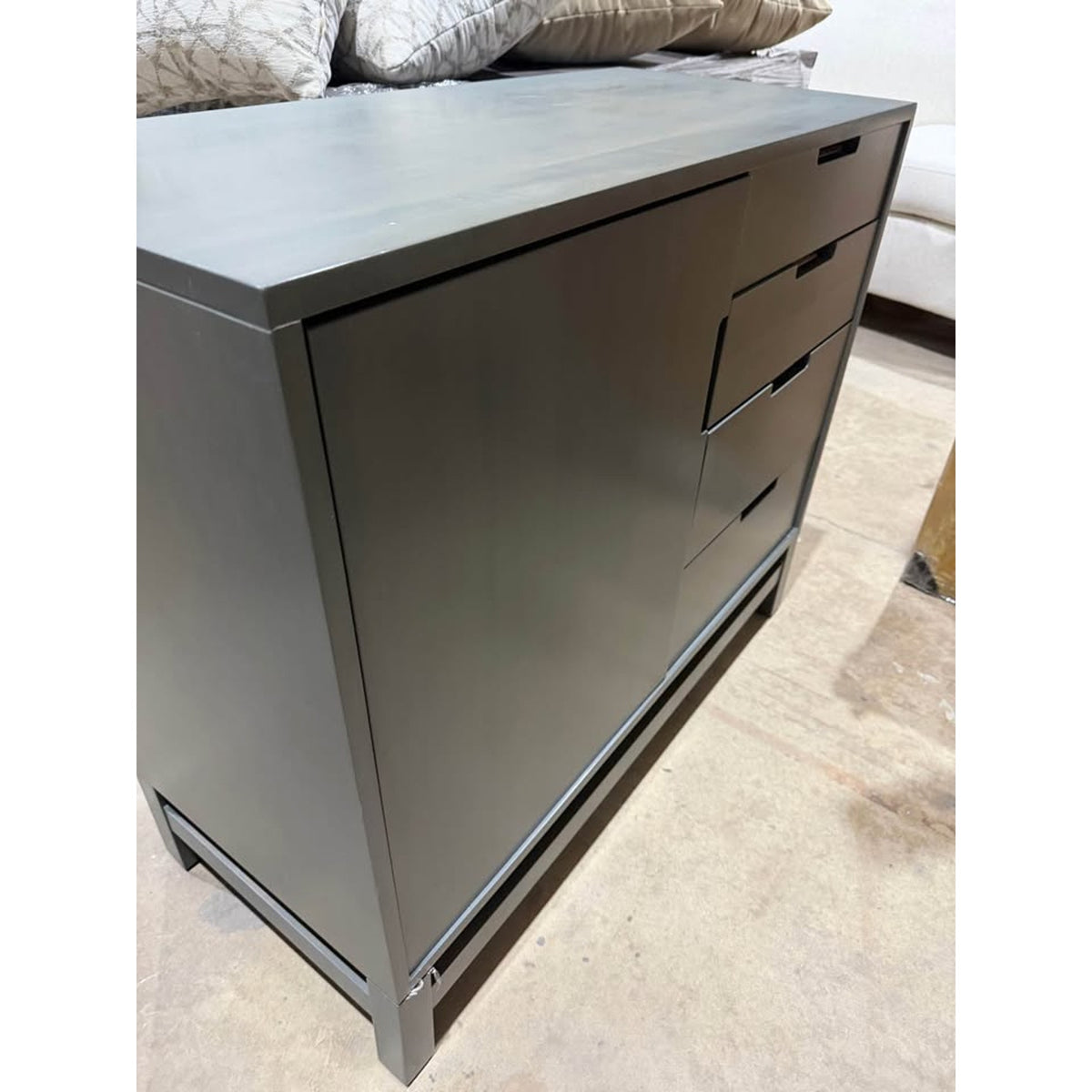 Modern Solid Wood Server Cabinet – Charcoal Gray | New Open Box $3300 Retail Delivery Available