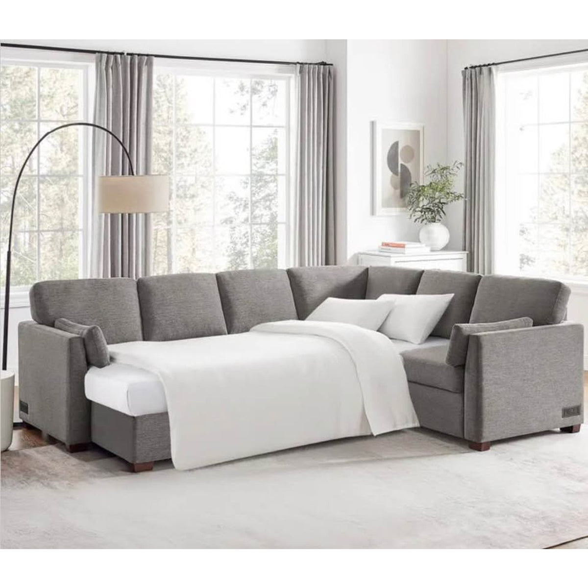 Coddle Luke Sleeper Sectional with Reversible Chaise & Storage | Costco | Dark Gray | Queen Sleeper