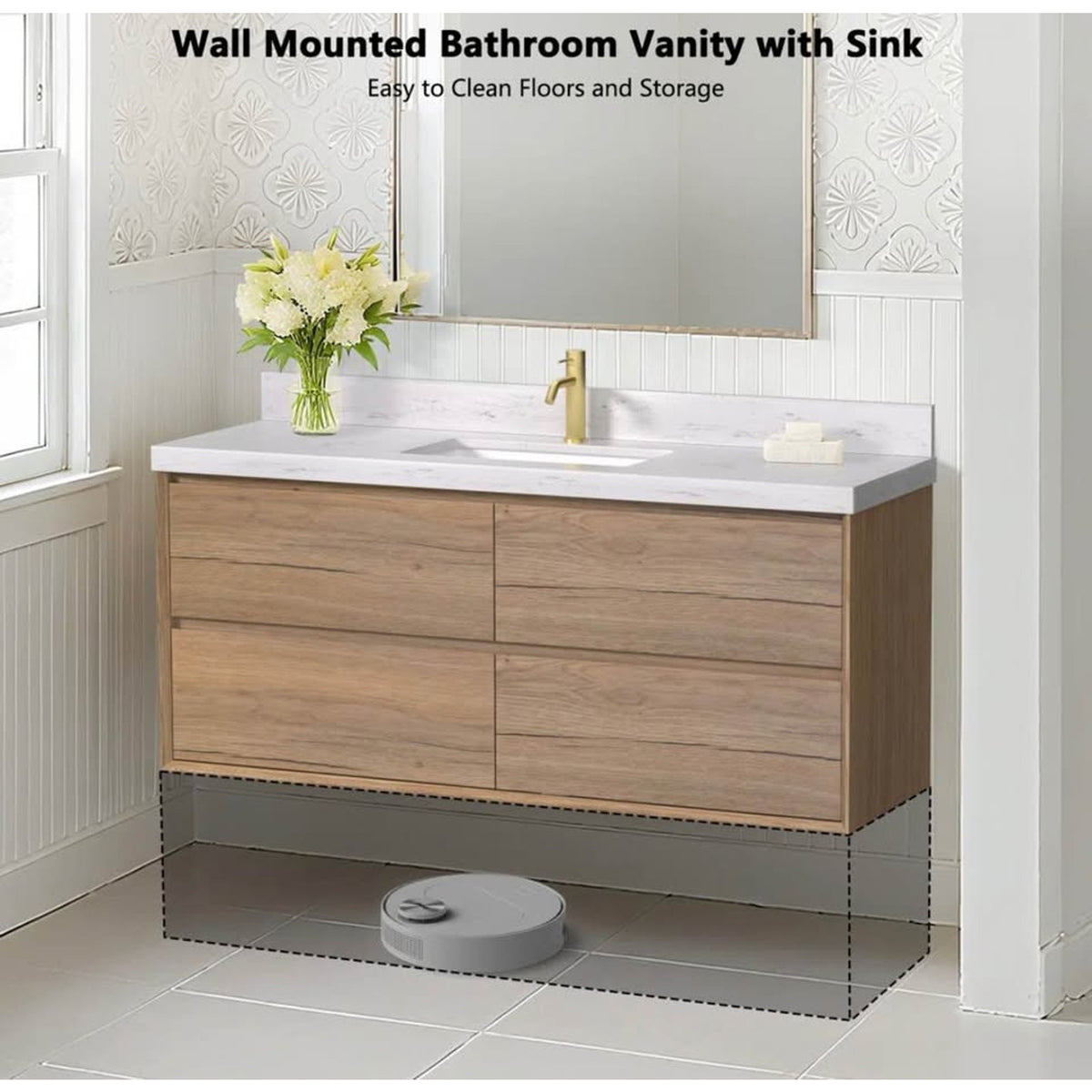 Brand New 48” Floating Vanity with Top & Sink - $1099 Retail - Oak & White - Delivery Available