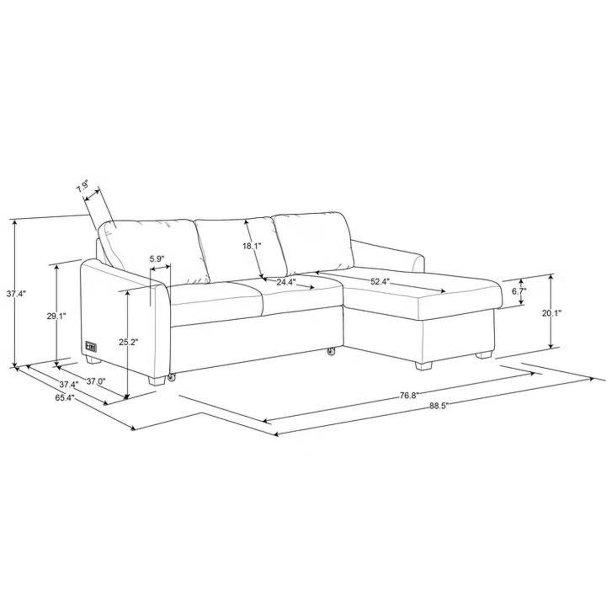 New Costco Coddle Cameron Convertible Sofa w/ Reversible Chaise & Storage – Delivery Available