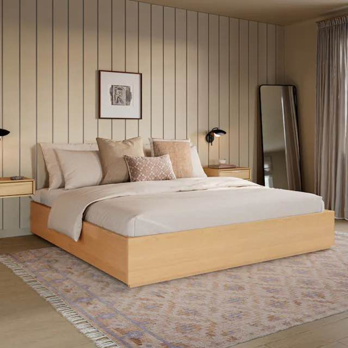 Article | King Platform Storage Bed | Leif - White Oak | $1500 Retail Open Box - Delivery Available