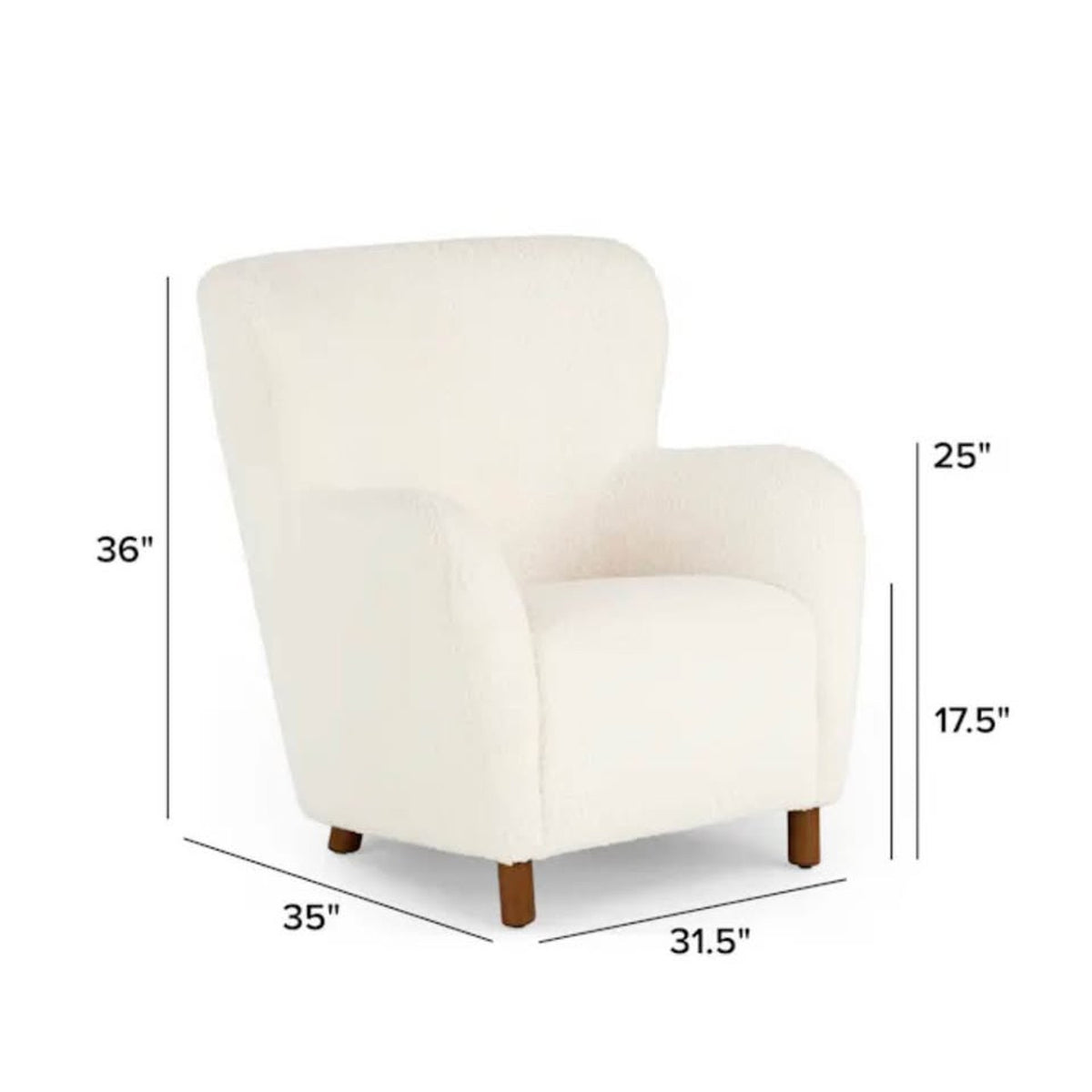 Article Archie Shearling Accent Lounge Chair – White Open Box $700 Retail Delivery Available