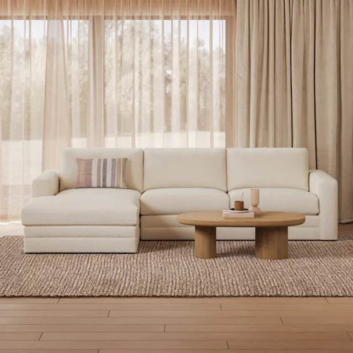 Article Riley 118.5” Ivory Wool Bouclé Sectional – $3,049 Retail – Delivery Available