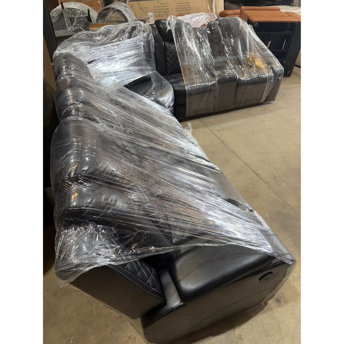 New Ivy Bronx 3-Piece Power Reclining Sectional – Black – Faux Leather - Delivery Available