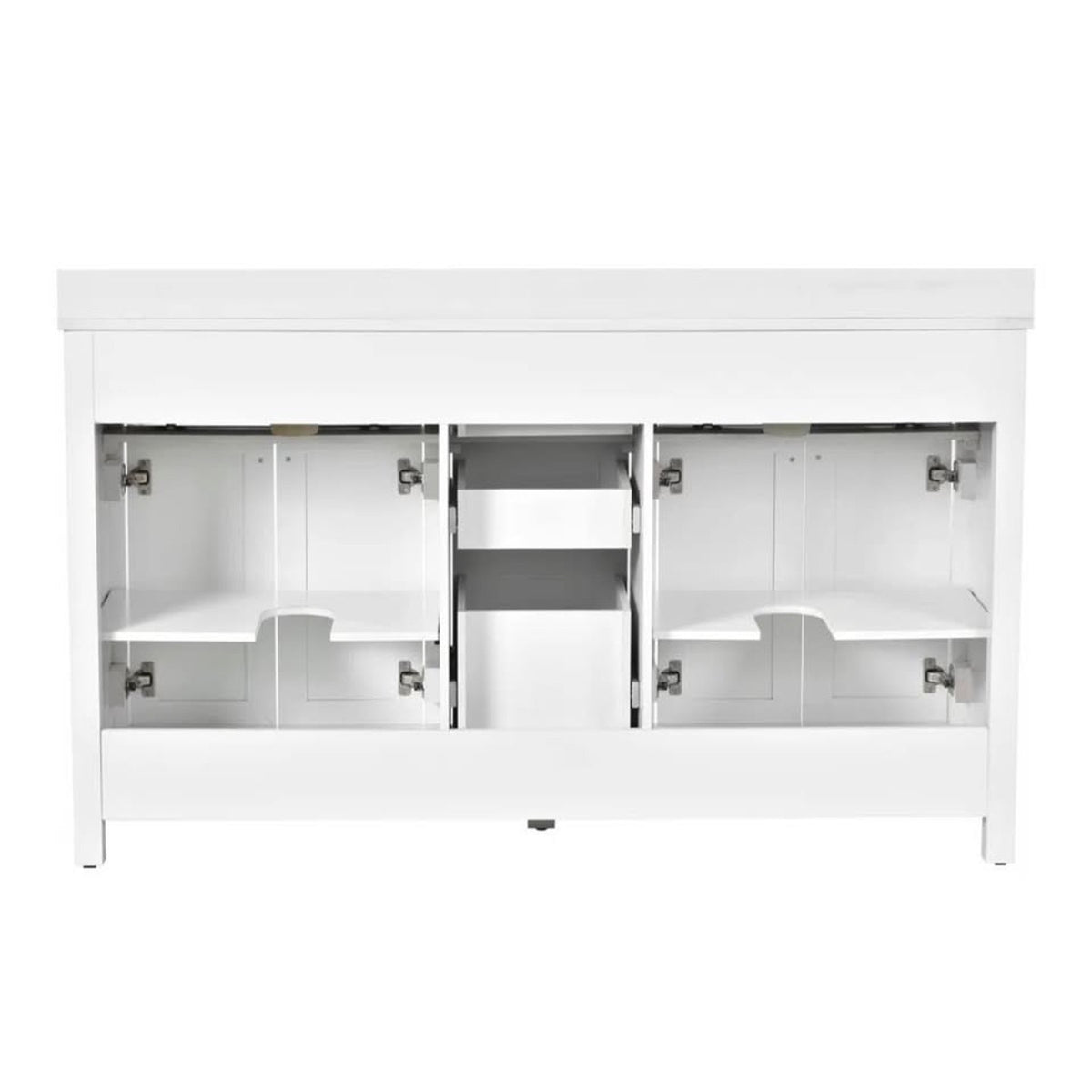 New 60” White Double Sink Bathroom Vanity with Quartz Top – New Open Box - Delivery Available