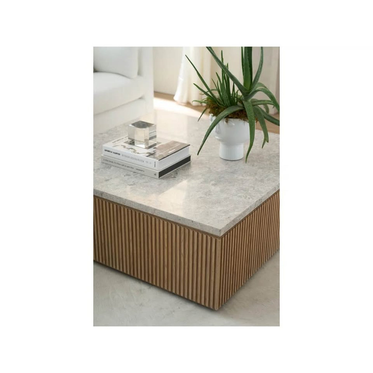 42” Square Stone Oak Coffee Table