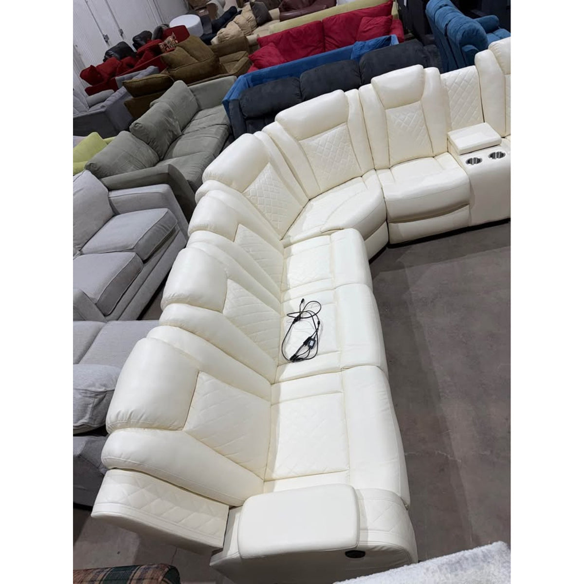 White Faux Leather Sectional Sofa Couch - 3pcs - Electric Recliners - New “open box” - Delivery Available