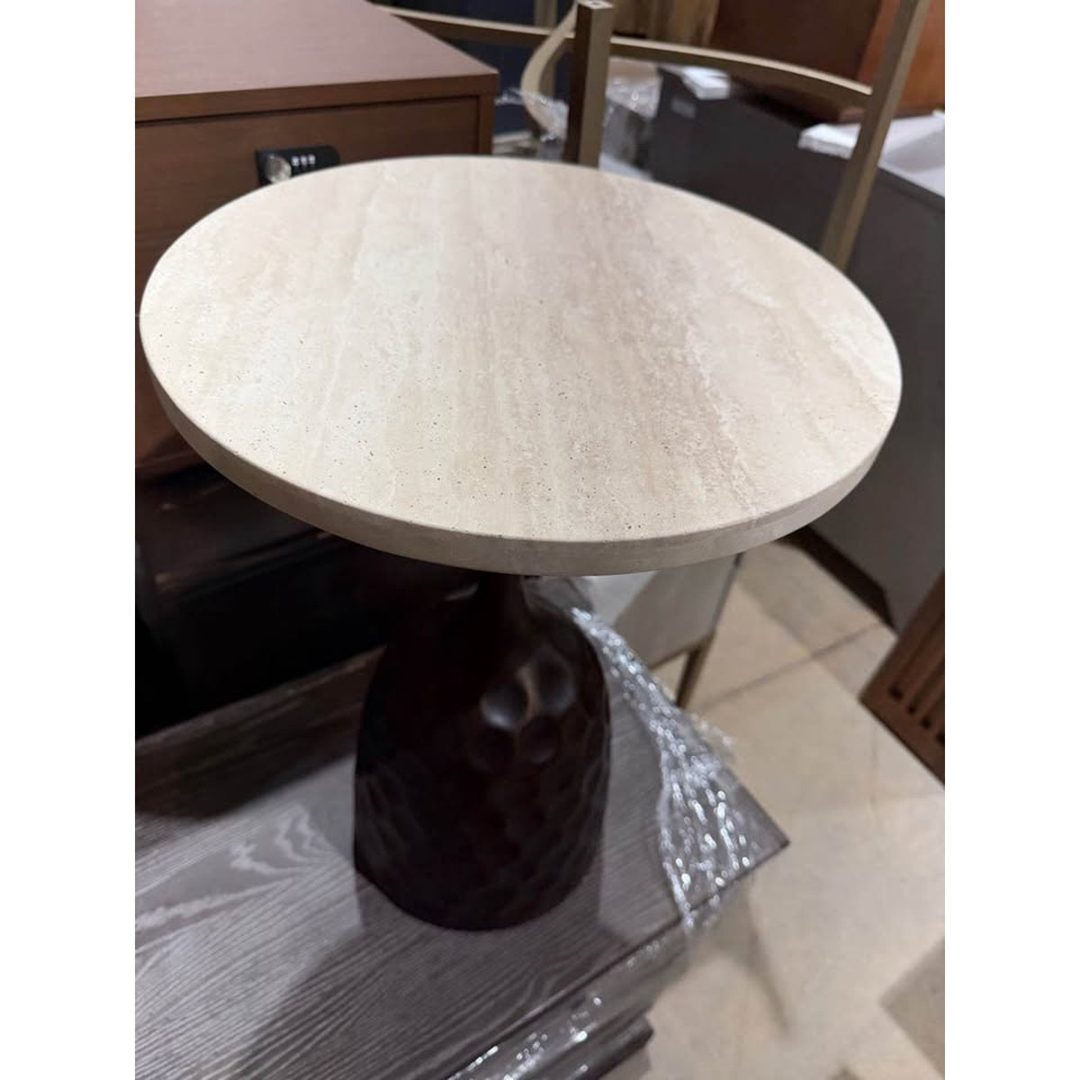 Hammary Essential Travertine Accent Table | New Open Box | Designer Statement Piece Delivery Avail