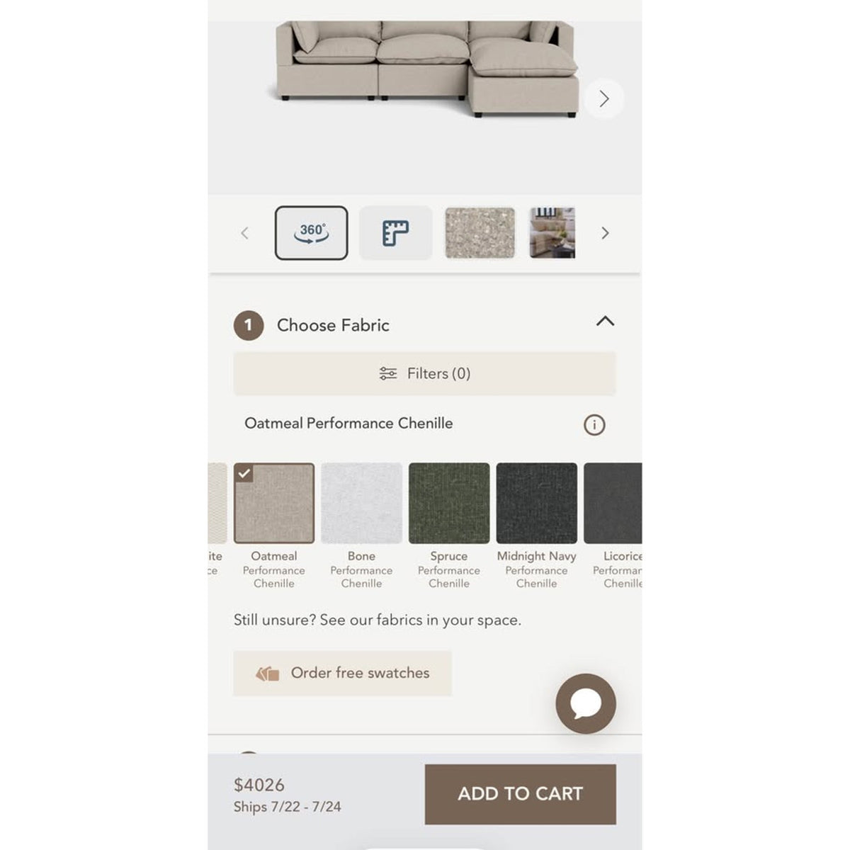 Albany Park Kova Pillow Cushion L-Shape Sectional Sofa | Oatmeal Performance Chenille | 122”