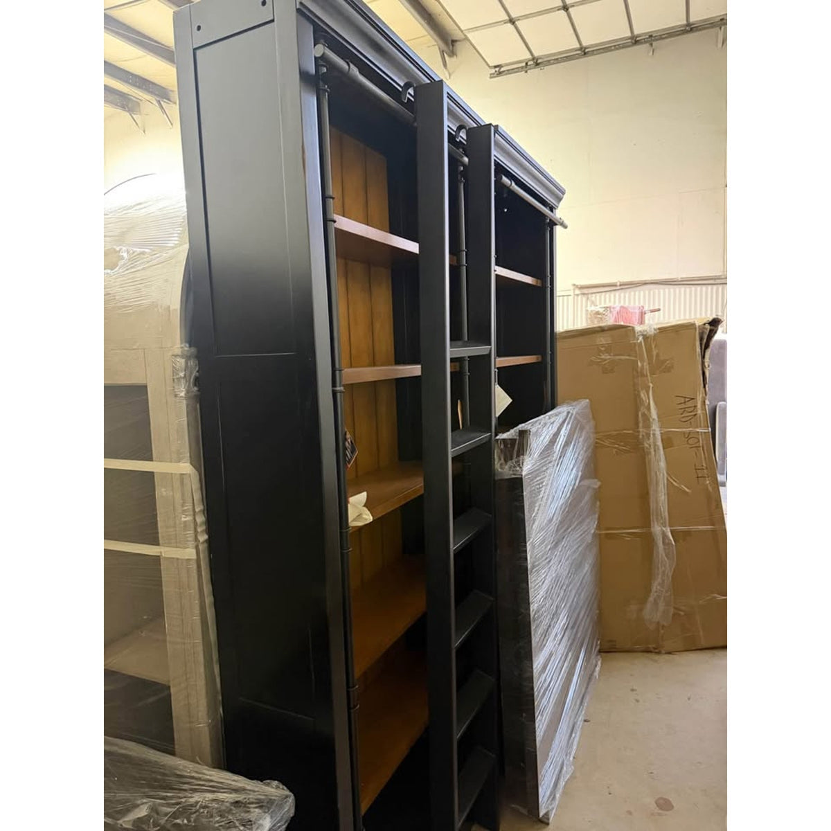 Birch Lane Lorna Bookcase Set + Rolling Ladder | Retail $5,342 | New Open Box Delivery Available