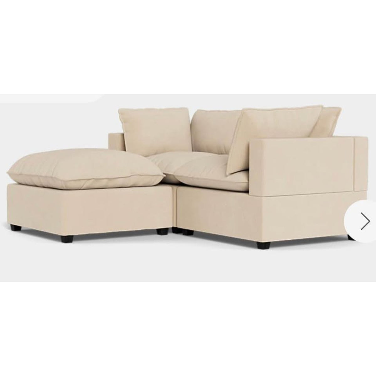 Albany Park Kova Pillow Cushion Sofa + Ottoman | Almond Performance Velvet | 86” Delivery Available