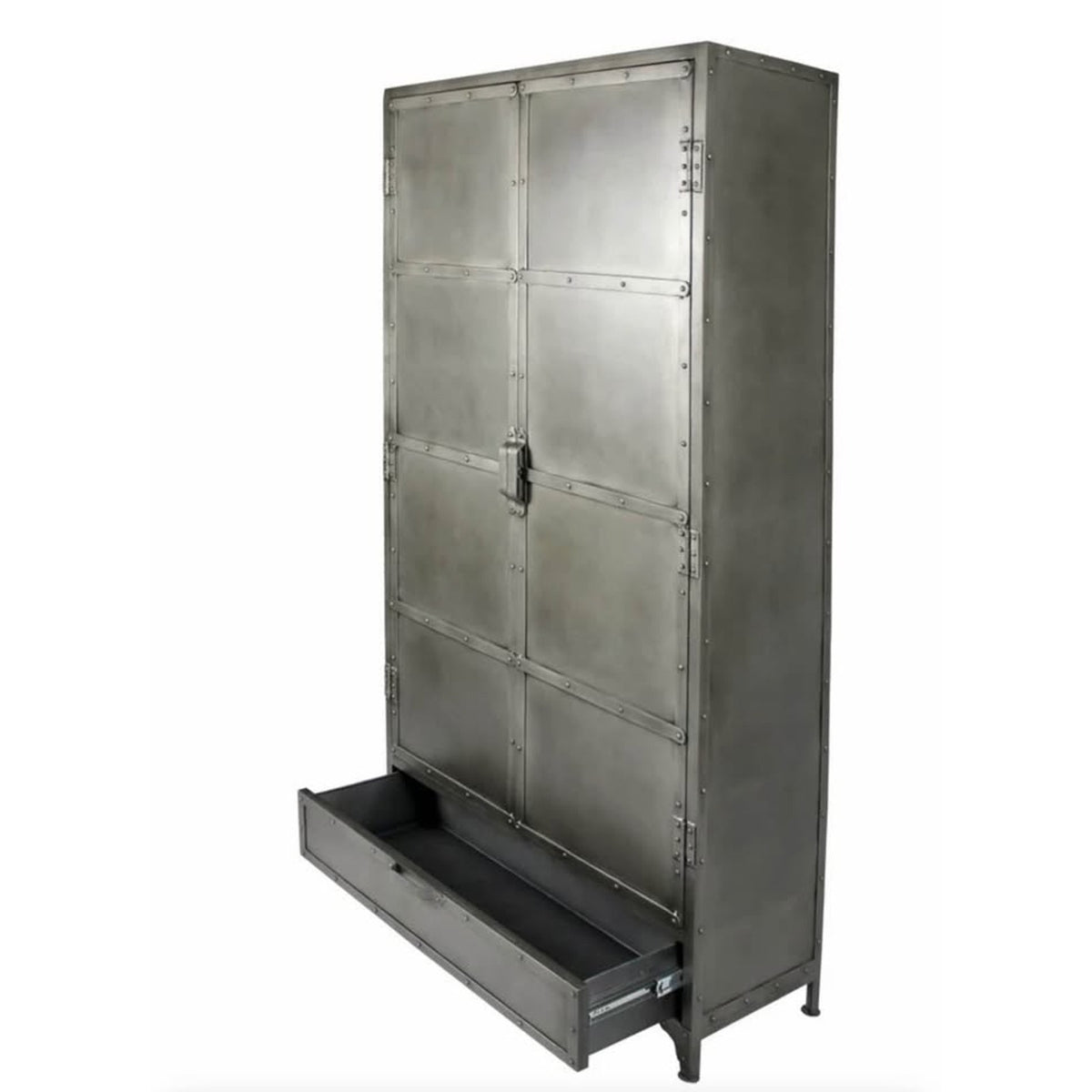 72” Industrial Silver Iron Wardrobe Cabinet / Dresser | Retail $5,705 | Delivery Available!