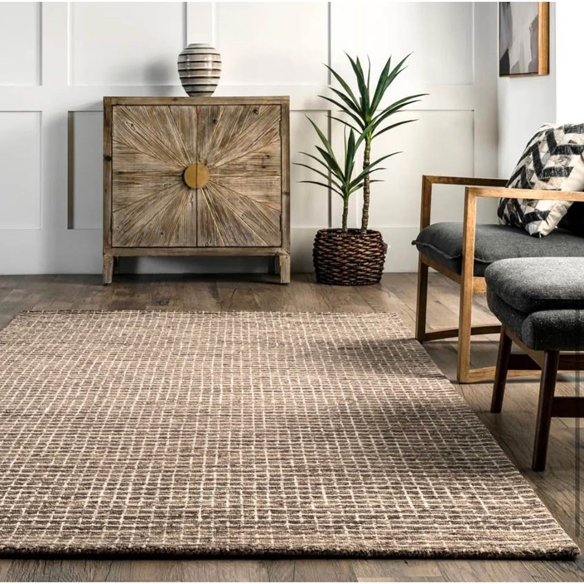 New Gracie Oaks Katasha Brown Wool Rug – 8’6” × 11’6” – New Open Box - Delivery Available