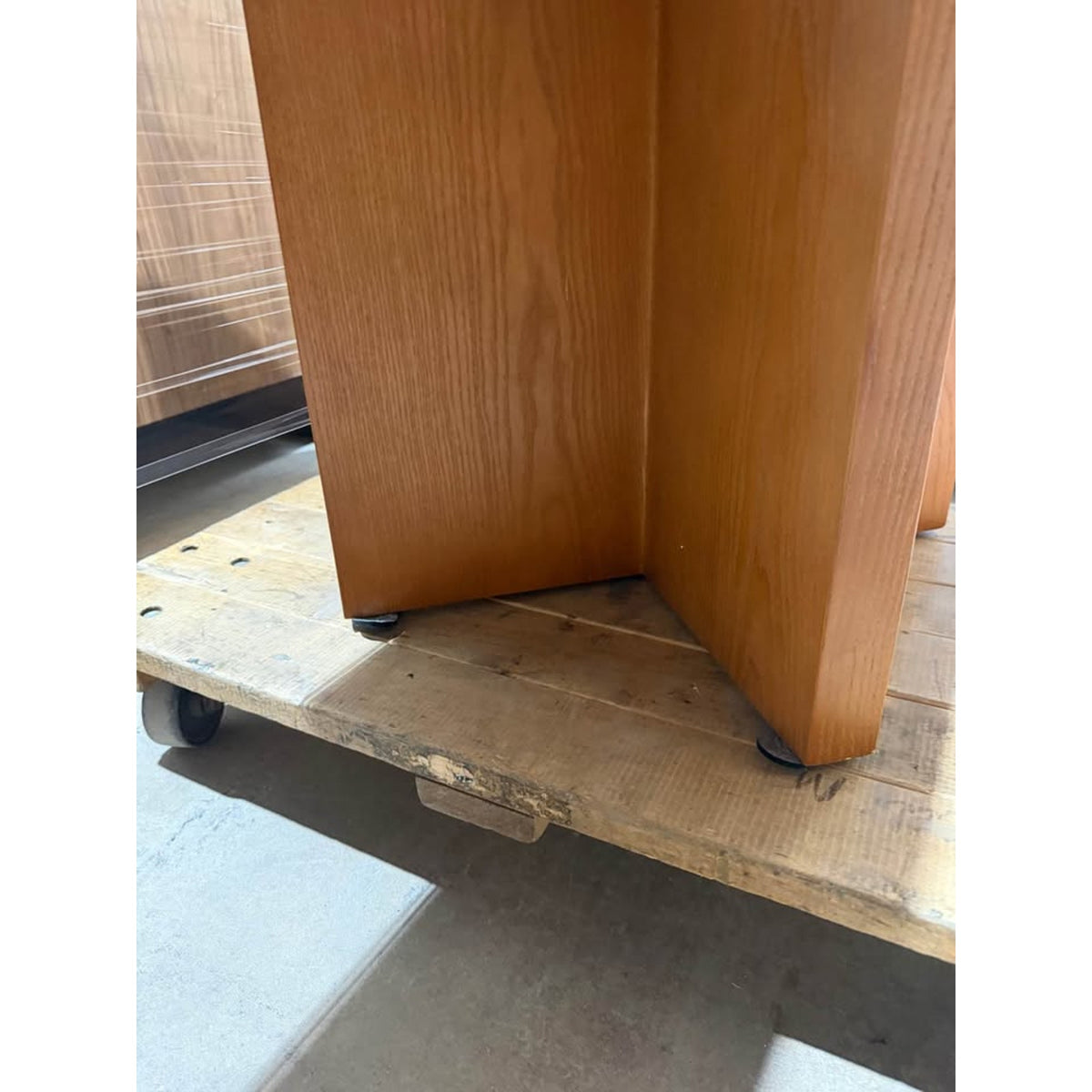 71” Oval Stone Top Dining Table | Oak Double Pedestal Base | New Open Box - Delivery Available