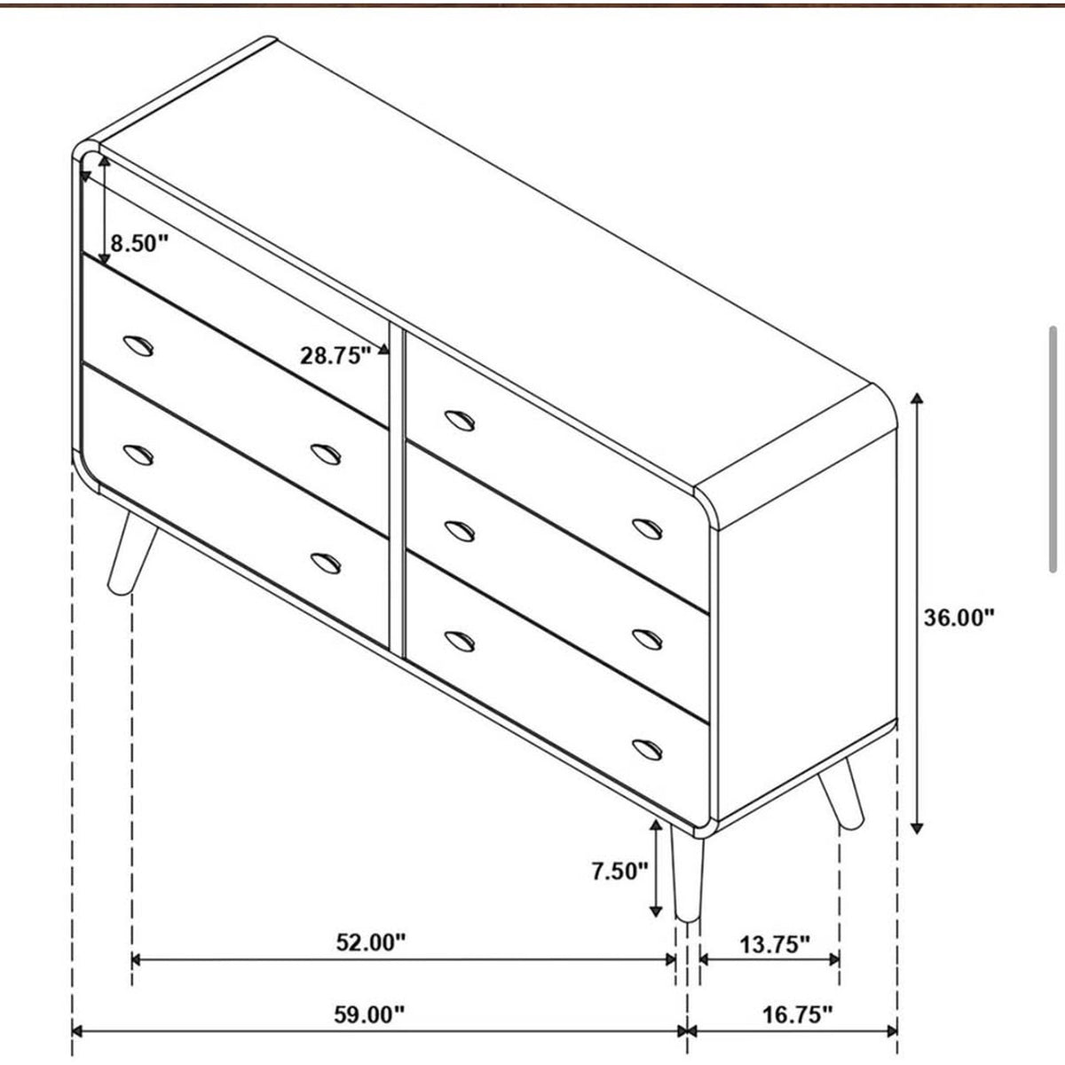 Kegan 61” Wide 6-Drawer Dresser – Espresso – New Open Box $900 Retail “Blemish” Delivery Available