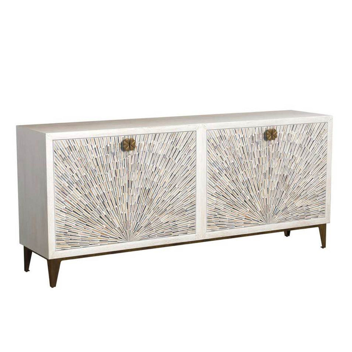 Bassett Mirror Astrid 72” Four Door Sideboard Cabinet – White Wash | New Open Box $3k Retail Deivery