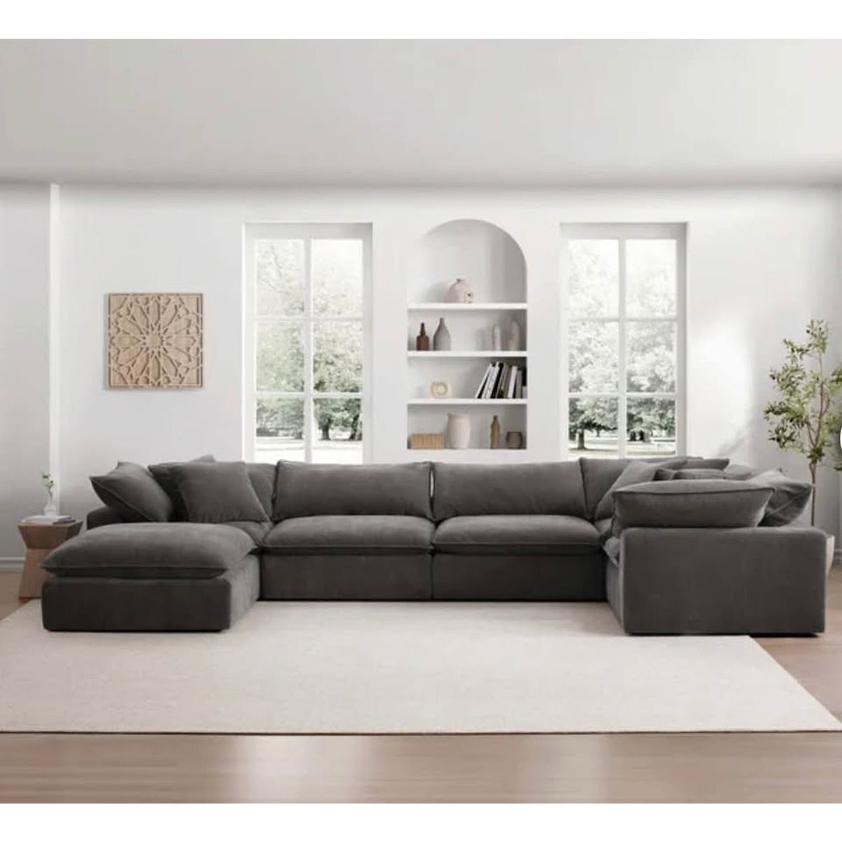 Sereen 6-Piece Modular Sectional Sofa | Dark Gray | Oversized Deep Seat Cloud Style Couch