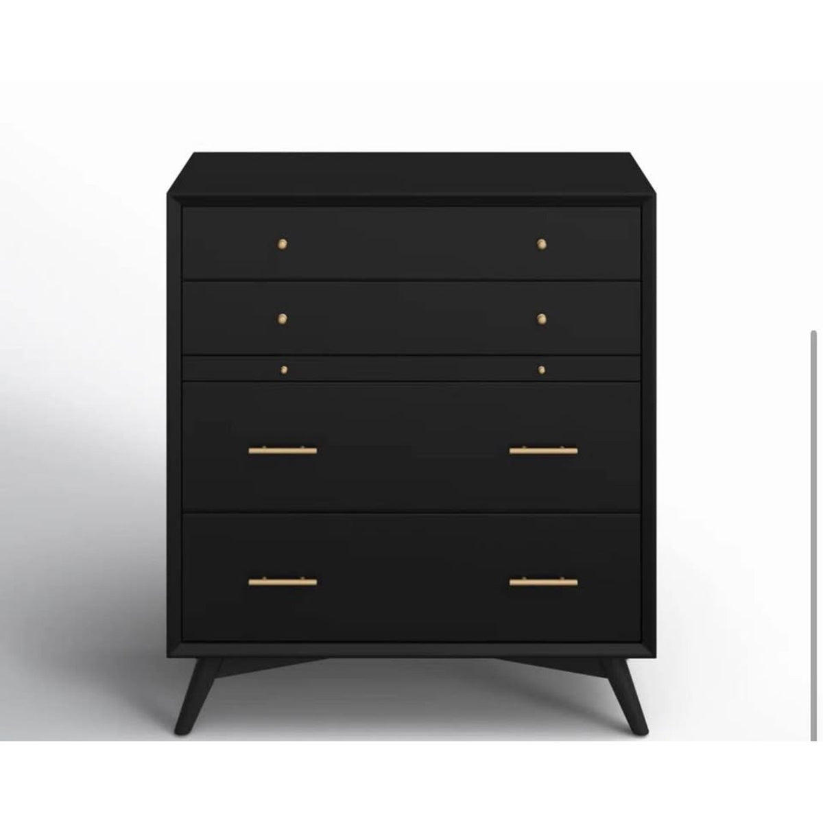 New All modern 38” Black Solid Wood 4-Drawer Chest – $1,149 Retail – Open Box - Delivery Available