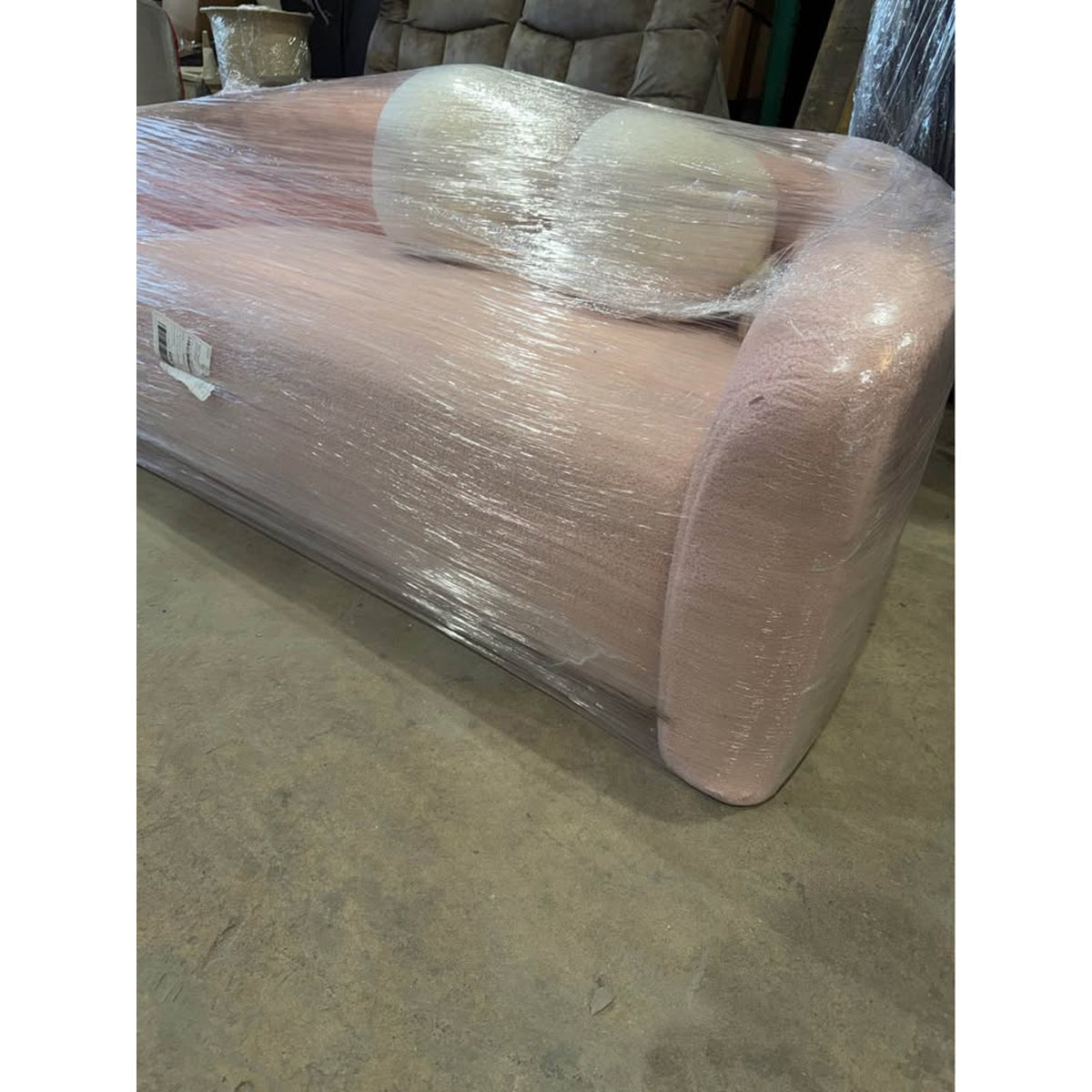 New 62” Curved Pink Teddy Bouclé Loveseat – $1,299 Retail – Delivery Available