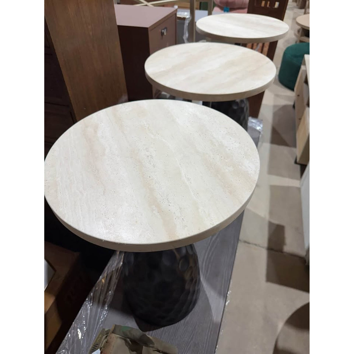 Hammary Essential Travertine Accent Table | New Open Box | Designer Statement Piece Delivery Avail