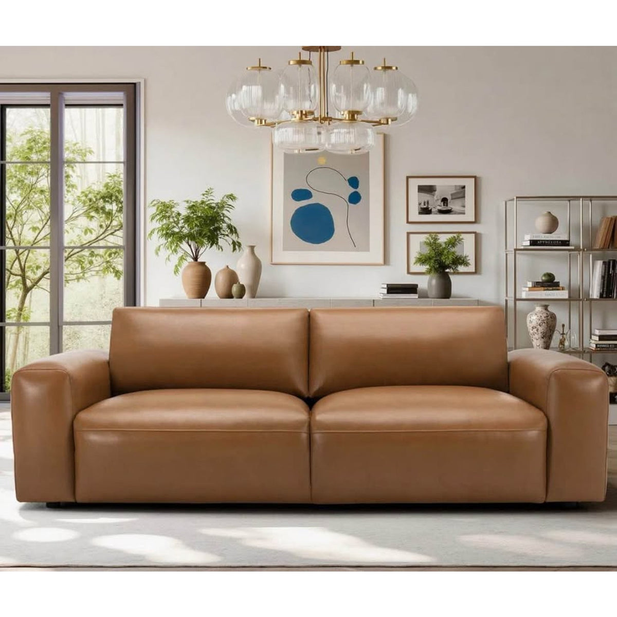 95” Modern Vegan Leather Sofa - Open Box - $1,699 Retail - Delivery Available