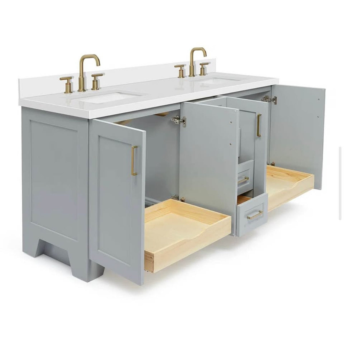 Longshore Tides Freitas 72” Double Bathroom Vanity | Gray | White Quartz Top | Delivery Available