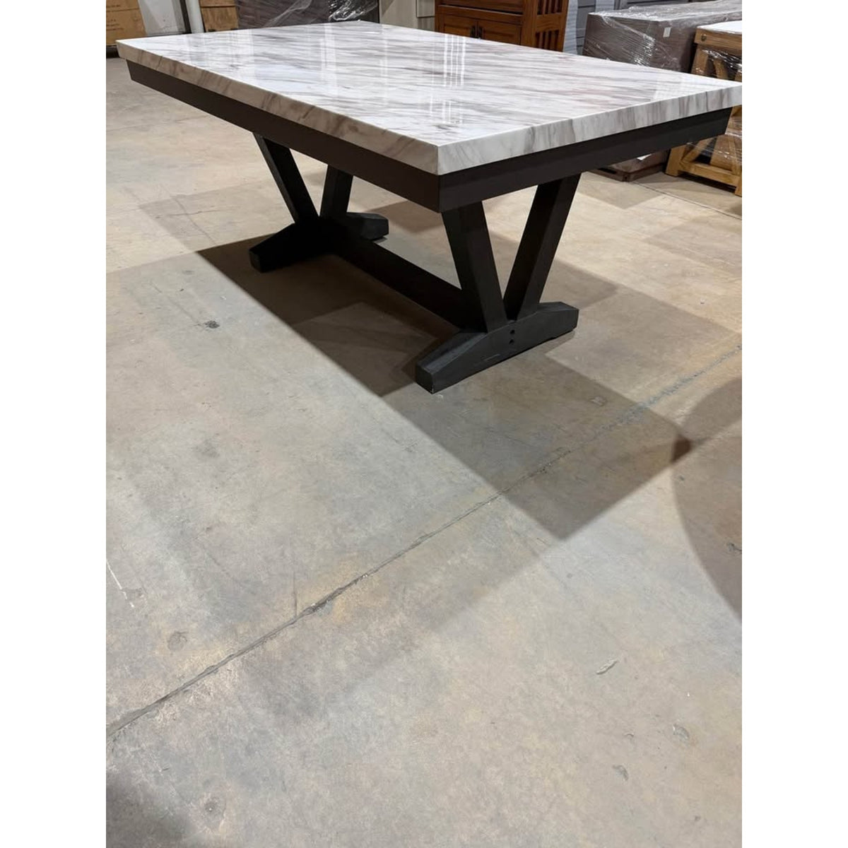 Modern Faux Marble Dining Table | 72” x 42” | Seats 6 | New Open Box - Delivery Available