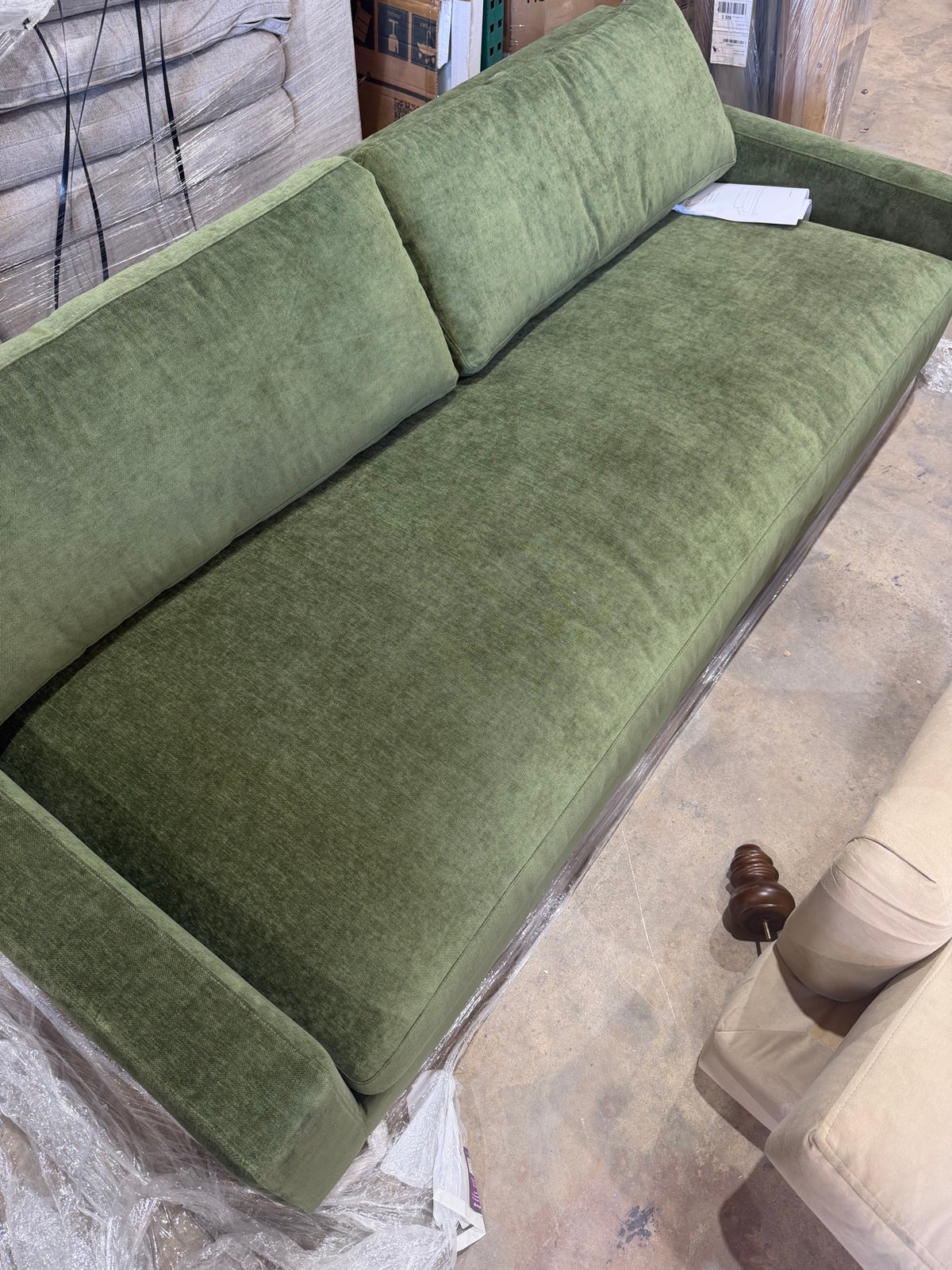 New Poly & Bark Zyon 90″ Sofa – Distressed Green – Retail $1,973 – Delivery Available