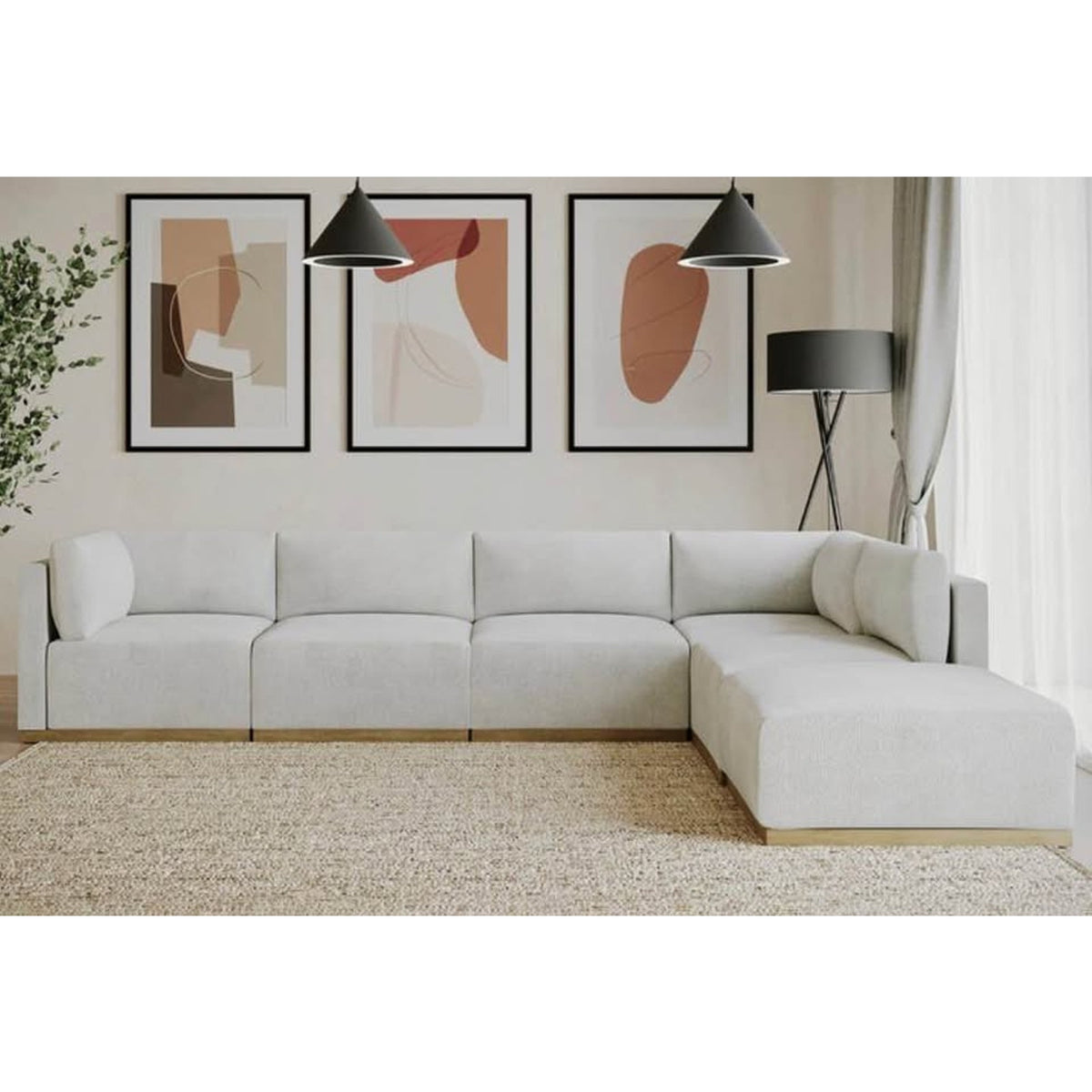 Henredon Murphy 6-Piece Modular Sectional w/Ottoman | Cream | Contemporary Sectional Sofa Delivery