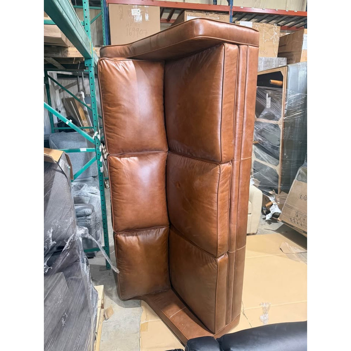 New 81” Brown Faux Leather Sofa – Open Box – Delivery Available