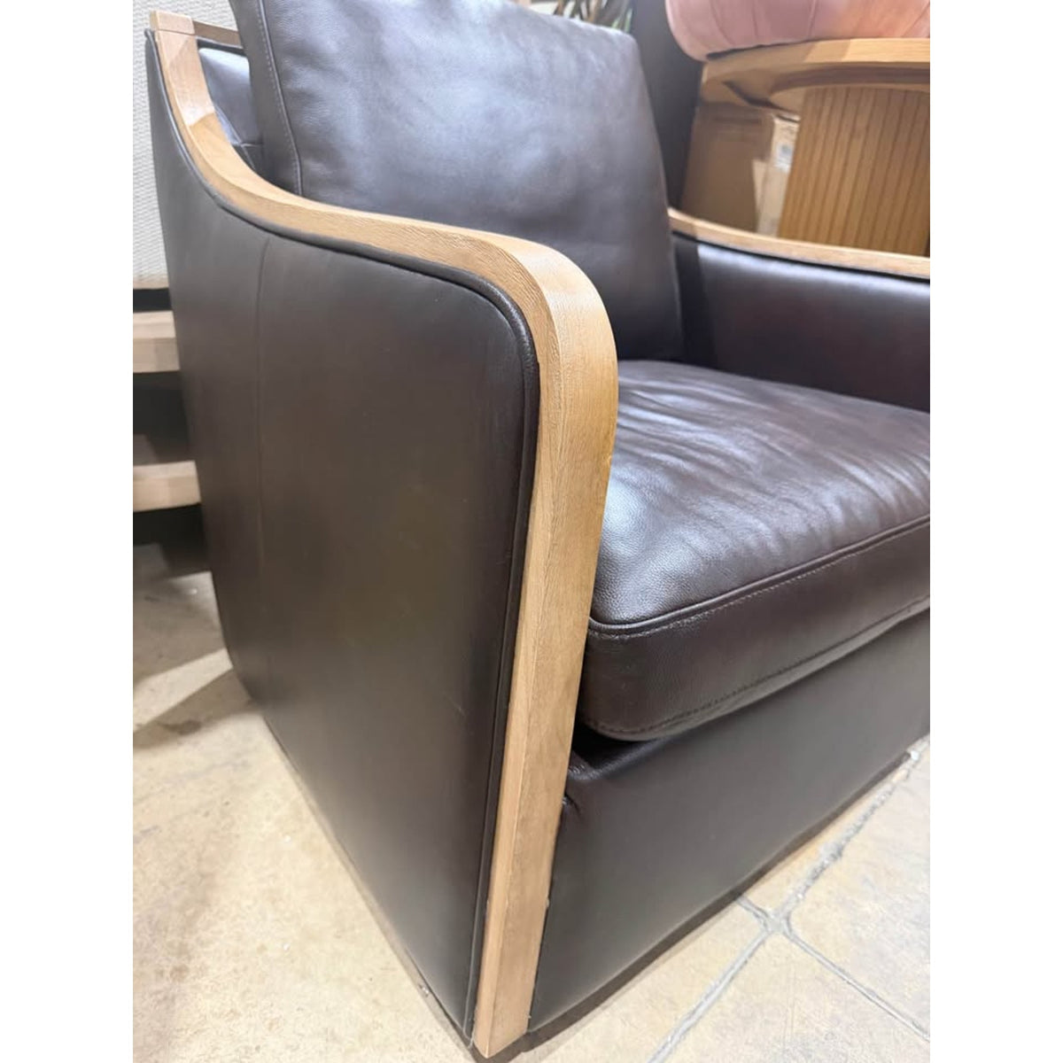 Birch Lane Grayton Genuine Leather Swivel Chair – $999 Retail – Open Box – Delivery Available